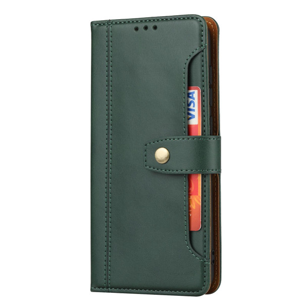 Xiaomi Redmi Note 9 Calf Texture Double Fold Clasp Horizontal Flip Leather Case with Photo Frame & Holder & Card Slots & Wallet(Green)