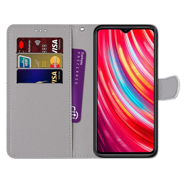 Xiaomi Redmi Note 8 Pro Coloured Drawing Cross Texture Horizontal Flip PU Leather Case with Holder & Card Slots & Wallet & Lanyard(Wood Red Rose)