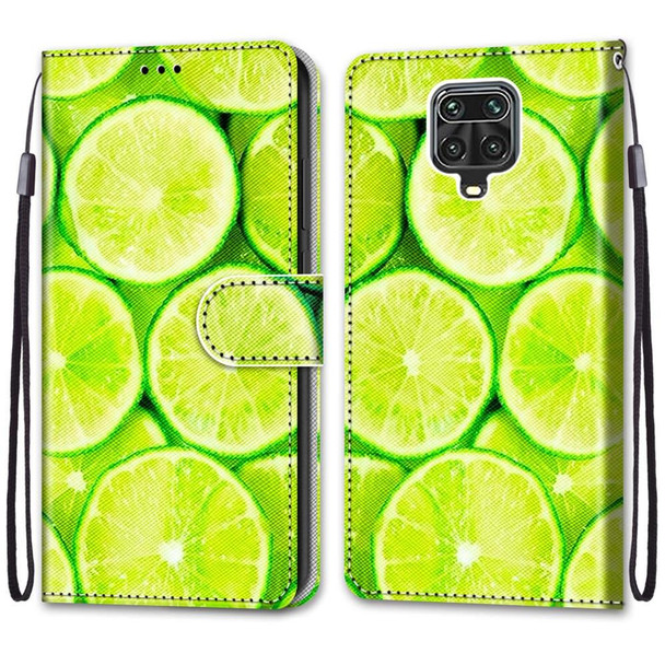 Xiaomi Redmi Note 9S / 9 Pro Coloured Drawing Cross Texture Horizontal Flip PU Leather Case with Holder & Card Slots & Wallet & Lanyard(Green Lemon)