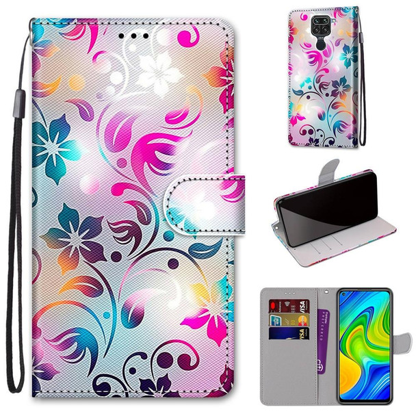 Xiaomi Redmi Note 9 / 10X 4G Coloured Drawing Cross Texture Horizontal Flip PU Leather Case with Holder & Card Slots & Wallet & Lanyard(Gradient Colorful Flower)