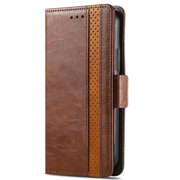 Samsung Galaxy A03s CaseNeo Business Splicing Dual Magnetic Buckle Horizontal Flip PU Leather Case with Holder & Card Slots & Wallet(Brown)