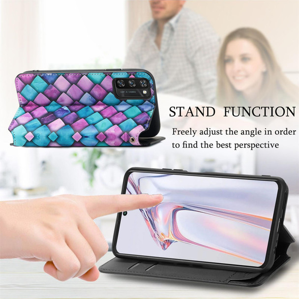 Blackview A100 Colorful Magnetic Horizontal Flip PU Leatherette Case with Holder & Card Slot & Wallet(Purple Scales)