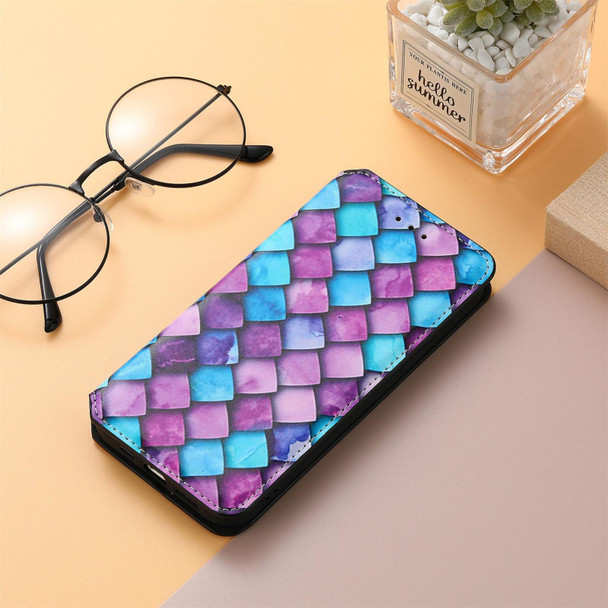 Blackview A100 Colorful Magnetic Horizontal Flip PU Leatherette Case with Holder & Card Slot & Wallet(Purple Scales)