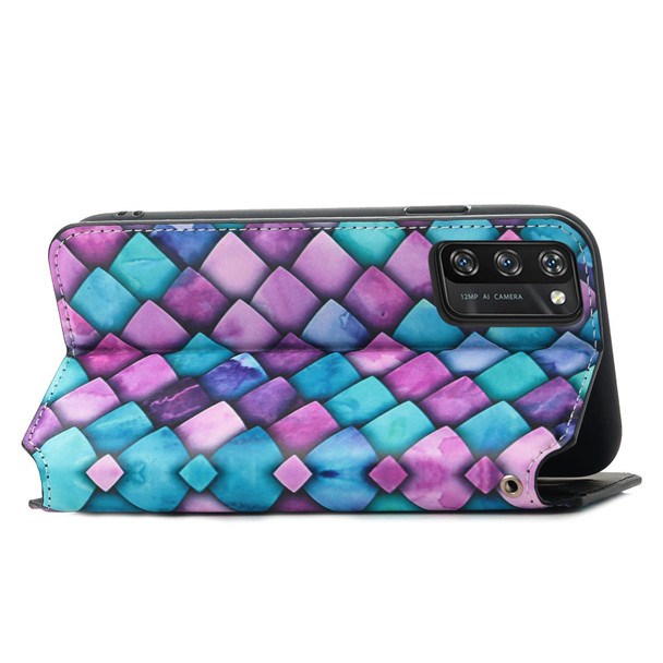 Blackview A100 Colorful Magnetic Horizontal Flip PU Leatherette Case with Holder & Card Slot & Wallet(Purple Scales)