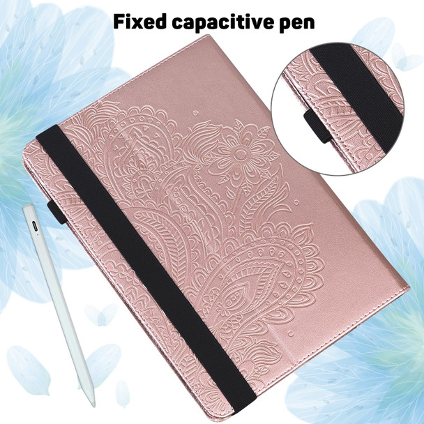 Huawei MatePad 10.4 Peacock Embossed Pattern TPU + PU Horizontal Flip Leather Case with Holder & Card Slots & Wallet & Sleep / Wake-up Function(Rose Gold)