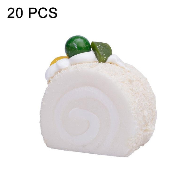 20 PCS Simulation Egg Roll Cake Refrigerator Sticker Photography Props Decoration(White With Powder)