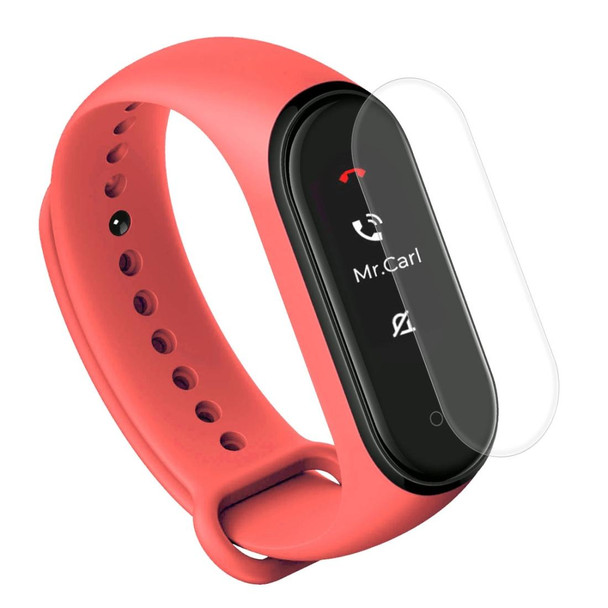 2 in 1 Silicone Watch Band with TPU Screen Film for Xiaomi Mi Band 4(Red)