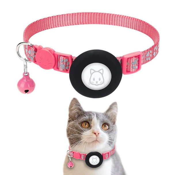 Pet Cat Reflective Collar with Bell for Airtag Tracker(Rose Red)