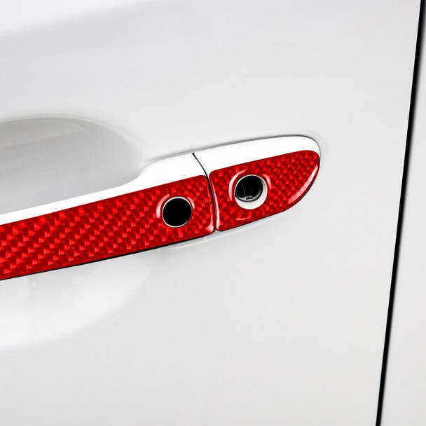 Car Carbon Fiber with Hole Outside Door Handle Decorative Sticker for Mazda CX-5 2017-2018, Left Drive (Red)
