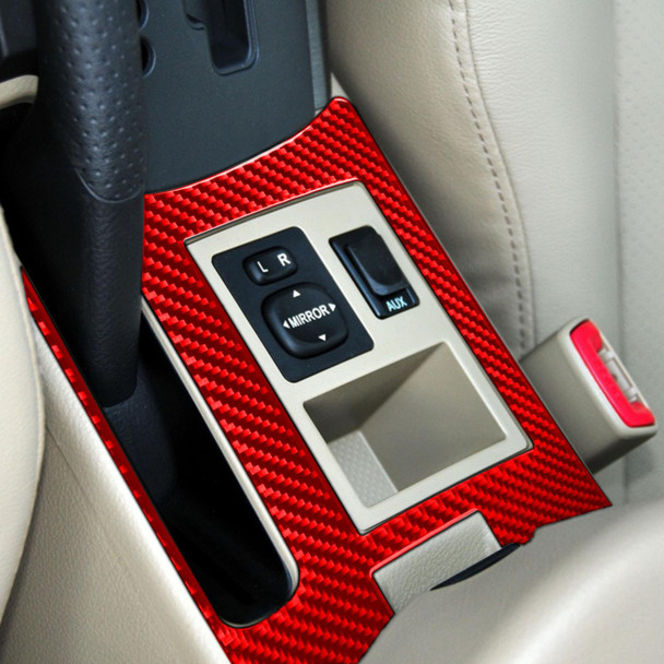 Car Carbon Fiber Handbrake Panel Decorative Sticker for Toyota RAV4 2006-2013, Left Drive (Red)