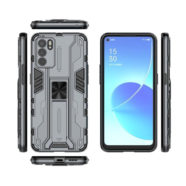 OPPO Reno6 5G Supersonic PC + TPU Shock-proof Protective Case with Holder(Gray)