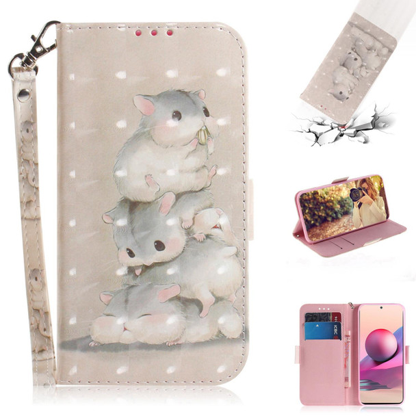 Xiaomi Redmi Note 10 4G / Note 10S 3D Painted Pattern Magnetic Attraction Horizontal Flip Leather Case with Holder & Card Slot & Wallet & Lanyard(Squirrels)