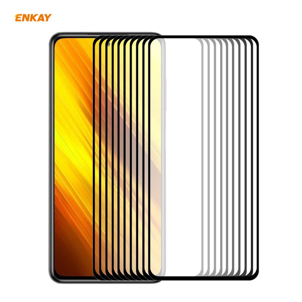 Xiaomi Poco X3 / X3 NFC 10 PCS ENKAY Hat-Prince Full Glue 0.26mm 9H 2.5D Tempered Glass Full Coverage Film