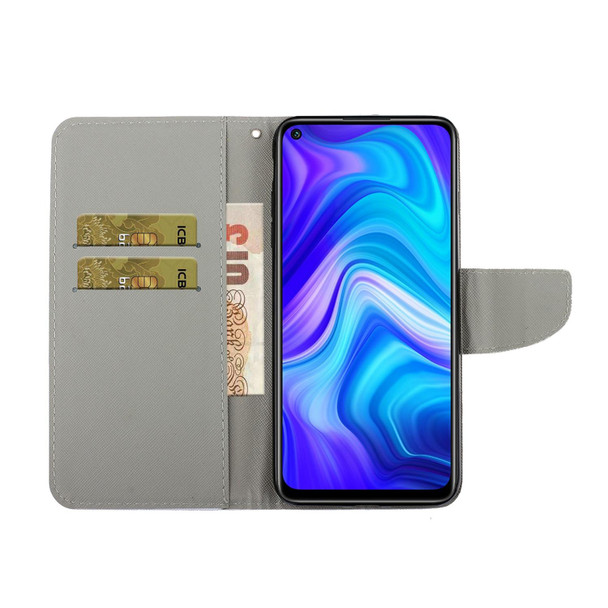 Xiaomi Redmi Note 9 Coloured Drawing Pattern Horizontal Flip PU Leather Case with Holder & Card Slots & Wallet & Lanyard(Cherry Blossoms)