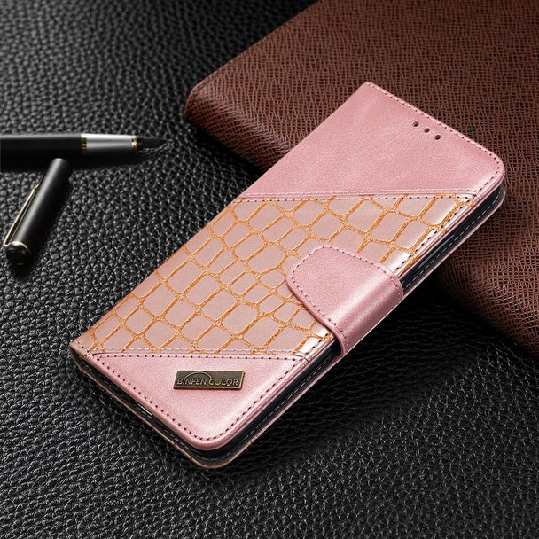 Xiaomi Redmi Note 8 Matching Color Crocodile Texture Horizontal Flip PU Leather Case with Wallet & Holder & Card Slots(Rose Gold)