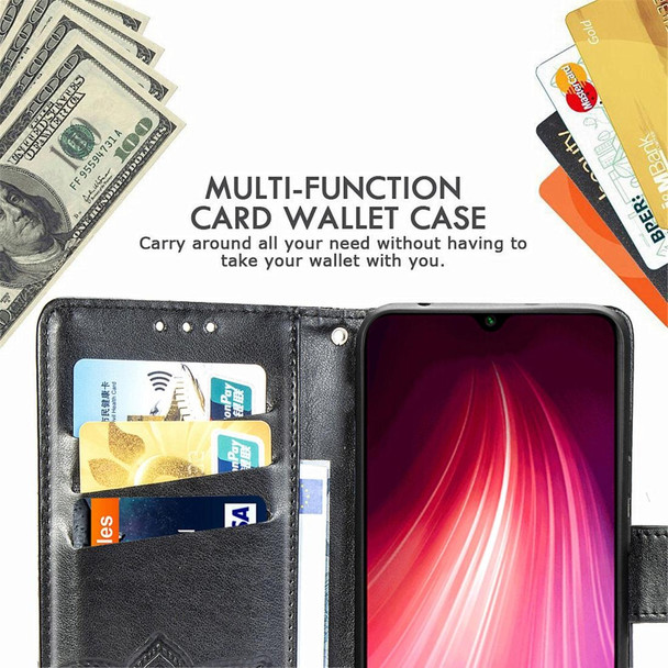 Xiaomi Redmi Note 8 Butterfly Love Flower Embossed Horizontal Flip Leather Case with Bracket / Card Slot / Wallet / Lanyard(Dark Purple)