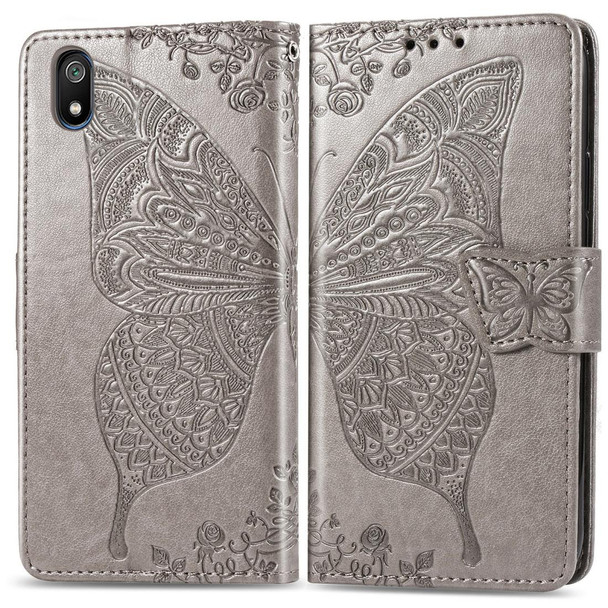 Butterfly Love Flowers Embossing Horizontal Flip Leatherette Case - Xiaomi Redmi 7A with Holder & Card Slots & Wallet & Lanyard(Gray)