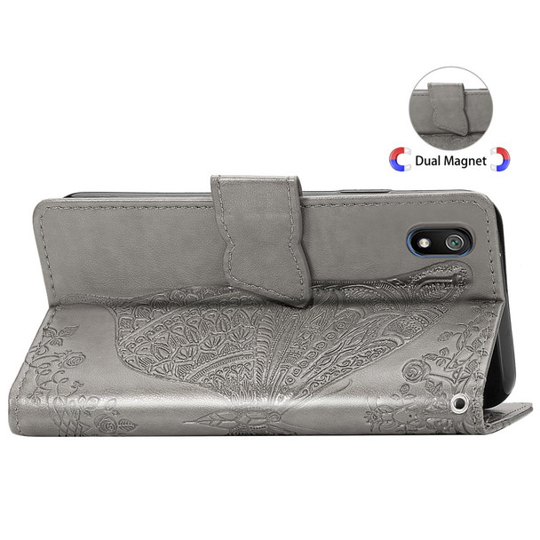 Butterfly Love Flowers Embossing Horizontal Flip Leatherette Case - Xiaomi Redmi 7A with Holder & Card Slots & Wallet & Lanyard(Gray)