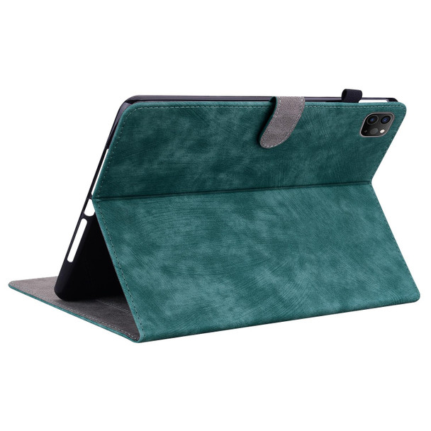 Tiger Pattern PU Tablet Case With Sleep / Wake-up Function - iPad Pro 11 2018/Air 4 2020/Pro 11 2021/Pro 11 2020(Dark Green)