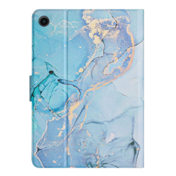 Samsung Galaxy Tab A8 Marble Pattern Smart Leather Tablet Case(Blue)
