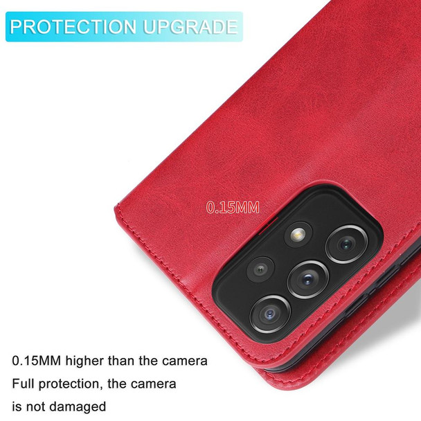 Samsung Galaxy A73 5G JUNSUNMAY Calf Texture Leather Phone Case(Red)