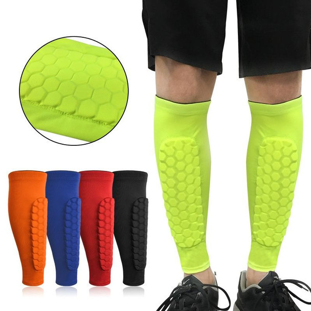 2PCS Sports Outdoor Basketball Ride Honeycomb Anti -Collision Leg Protection L (Fluorescent Green )