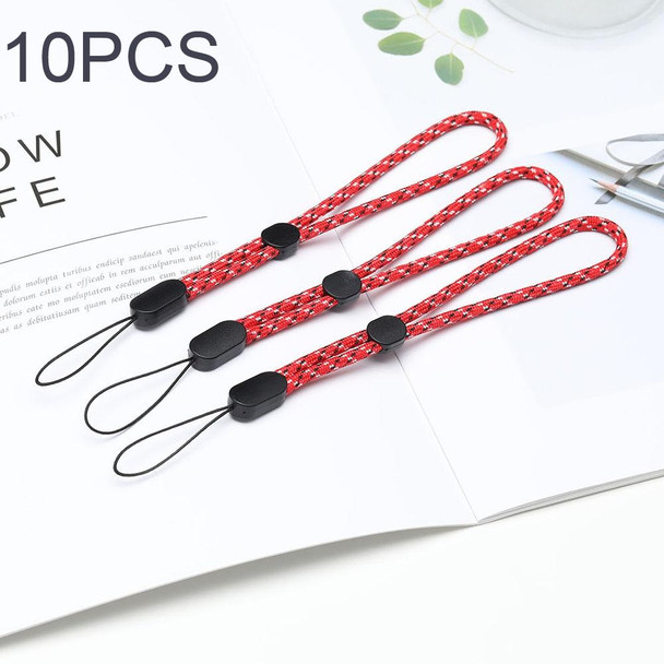 10 PCS Adjustable Mobile Phone Lanyard Short Type Lanyard Wrist Anti-lost Lanyard(Jacquard Red)