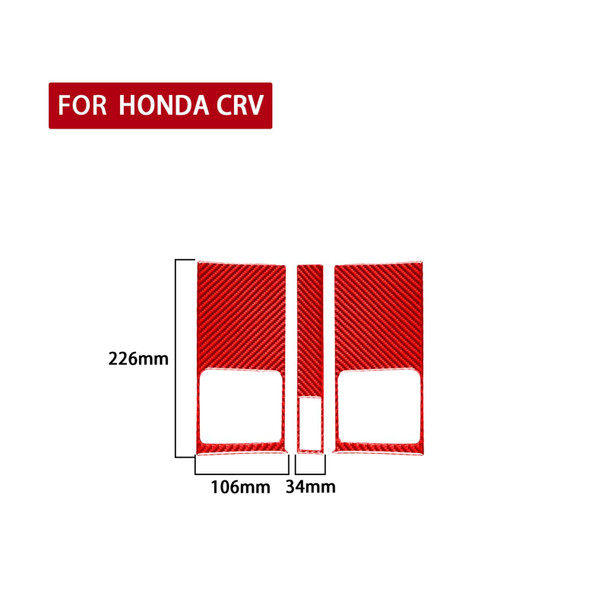 3 PCS Set for Honda CRV 2007-2011 Carbon Fiber Car Central Control Air Outlet Panel Decorative Sticker,Left and Right Drive Universal (Red)