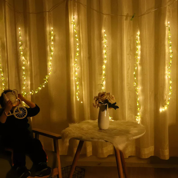 Artificial Hanging Leaves With Fairy Lights