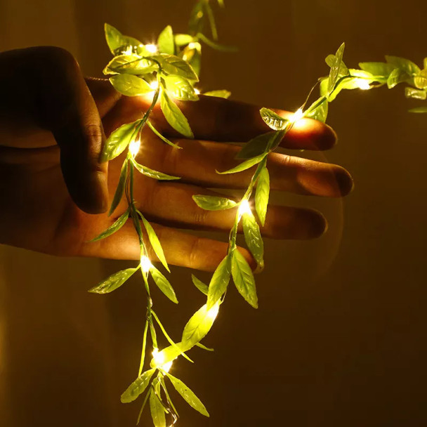 Artificial Hanging Leaves With Fairy Lights