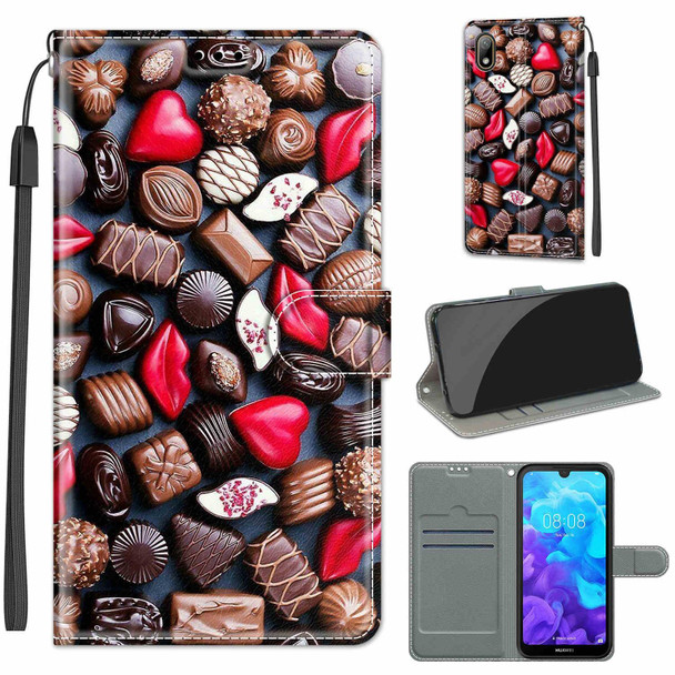 Huawei Y5 2019 / Honor 8S Voltage Colored Drawing Magnetic Clasp Horizontal Flip PU Leather Case with Holder & Card Slots(C06 Red Lip Chocolate)
