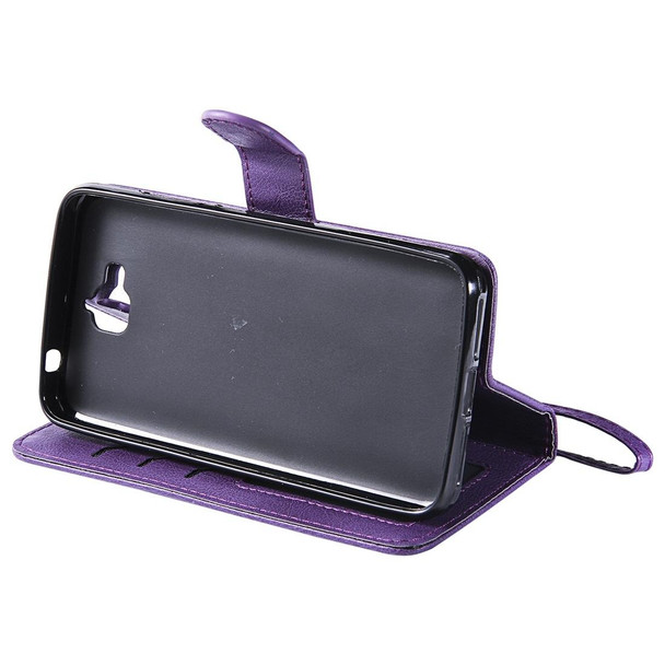 Huawei Y6 Pro / Enjoy 5 Solid Color Horizontal Flip Protective Case with Holder & Card Slots & Wallet & Photo Frame & Lanyard(Purple)