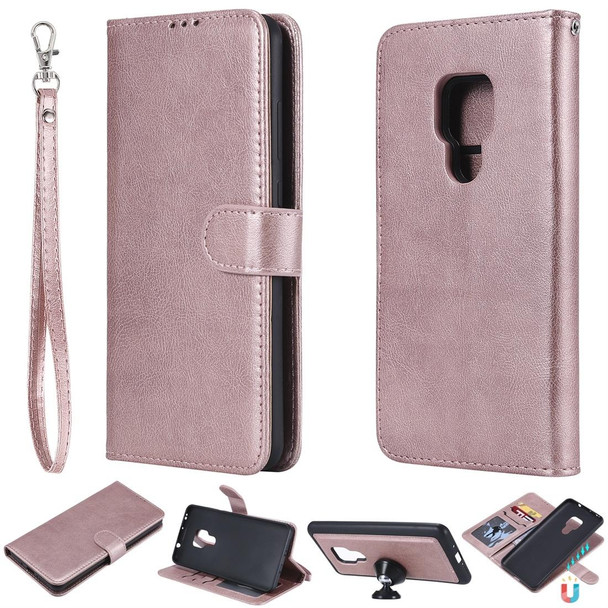 Huawei Mate 20 Solid Color Horizontal Flip Protective Case with Holder & Card Slots & Wallet & Photo Frame & Lanyard(Rose Gold)