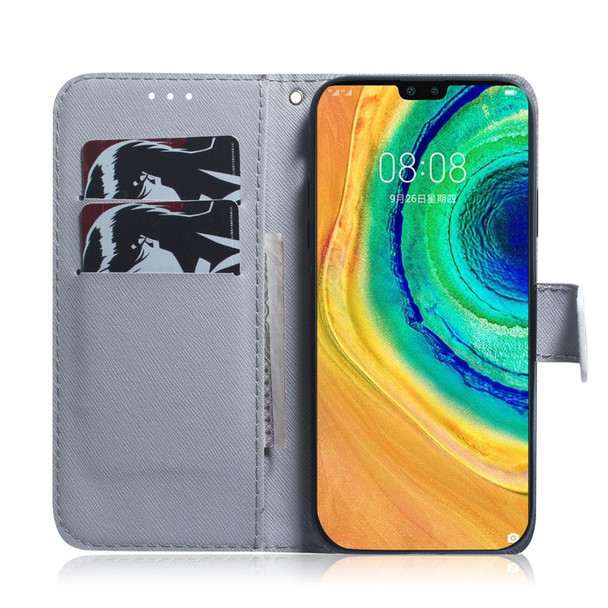 Huawei Mate 30 / 5G Coloured Drawing Pattern Horizontal Flip PU Leather Case with Holder & Card Slots & Wallet(Apricot Flower)