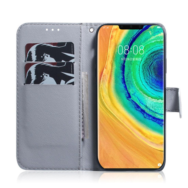 Huawei Mate 30 Pro Coloured Drawing Pattern Horizontal Flip PU Leather Case with Holder & Card Slots & Wallet(Apricot Flower)