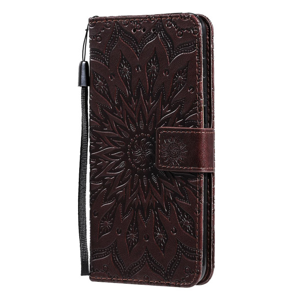 Huawei P50 Sun Embossing Pattern Horizontal Flip Leather Case with Card Slot & Holder & Wallet & Lanyard(Brown)