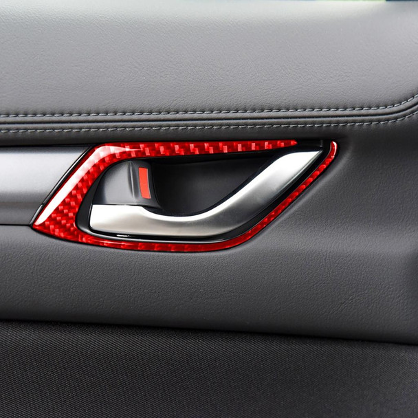 Car Carbon Fiber Inside Door Handle Decorative Sticker for Mazda CX-5 2017-2018, Left and Right Drive (Red)