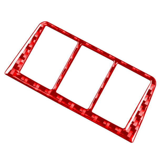 Car Carbon Fiber Headlight Switch Frame Decorative Sticker for Toyota RAV4 2006-2013, Left and Right Drive (Red)