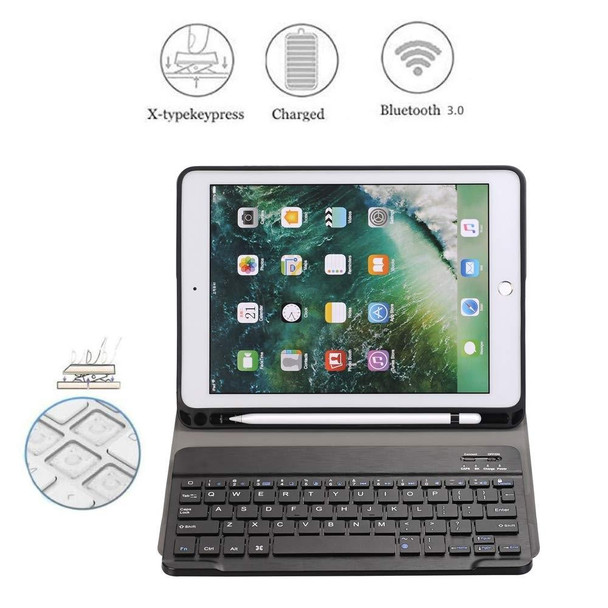 Detachable Bluetooth Keyboard + Horizontal Flip Leatherette Tablet Case with Holder & Pencil Holder for iPad Pro 9.7 inch, iPad Air, iPad Air 2, iPad 9.7 inch (2017), iPad 9.7 inch (2018) (Blue)