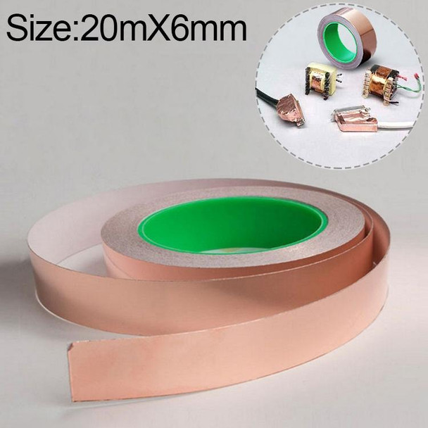 Pure Copper Double-sided Conductive Copper Foil Tape Signal Masking Tape, Size: 20m x 6mm