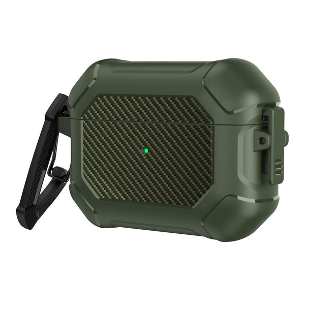 Carbon Brazing Dimension TPU+PC Headphone Protective Cover with Switch Lock & Carabiner - AirPods Pro(Army Green)