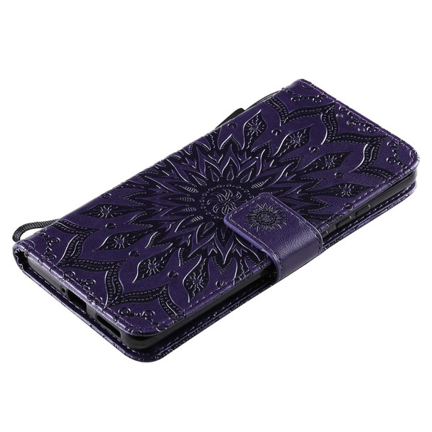 Huawei P50 Pro Sun Embossing Pattern Horizontal Flip Leather Case with Card Slot & Holder & Wallet & Lanyard(Purple)