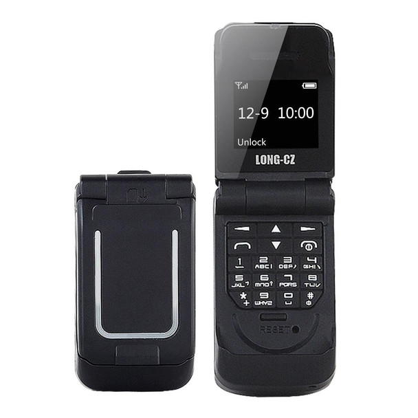 LONG-CZ J9 Mini Flip Style Mobile Phone, 0.66 inch, 18 Keys, Support Bluetooth, FM, SOS, Anti-lost, Magic Sound, Auto Answering, GSM, Single SIM(Black)