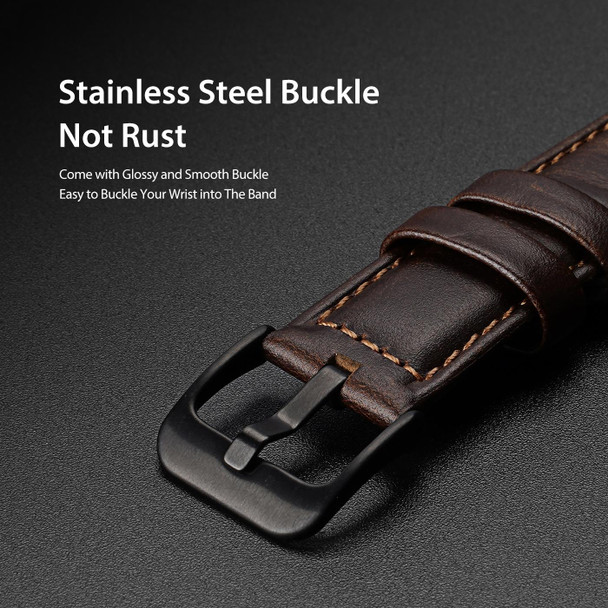 DUX DUCIS 22mm Genuine Leatherette Watch Band - Samsung Galaxy/Huawei/Honor/Xiaomi Watch(Coffee)