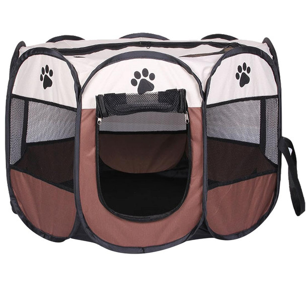 Fashion Oxford Cloth Waterproof Dog Tent Foldable Octagonal Outdoor Pet Fence, S, Size: 73 x 73 x 43cm(Coffee)