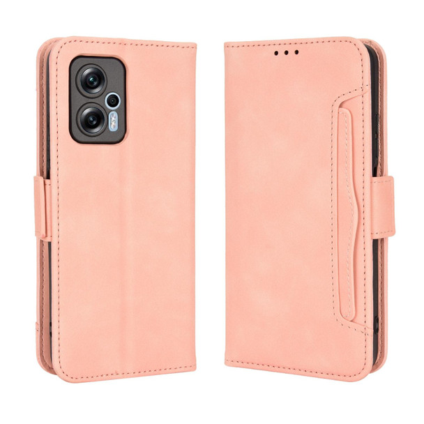 Xiaomi Redmi Note 11T Pro 5G Skin Feel Calf Texture Card Slots Leather Phone Case(Pink)