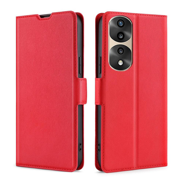 Honor 70 Pro/70 Pro+ Ultra-thin Voltage Side Buckle Horizontal Flip Leather Phone Case(Red)