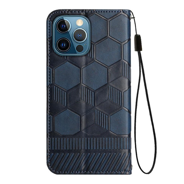 Football Texture Magnetic Leatherette Flip Phone Case - iPhone 12 Pro Max(Dark Blue)