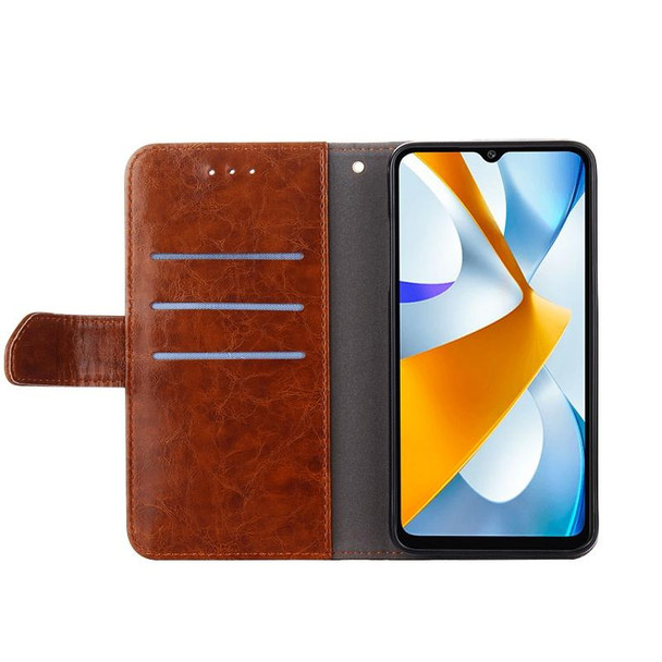 alcatel 1B 2022 Geometric Stitching Horizontal Flip Leatherette Phone Case(Light Brown)