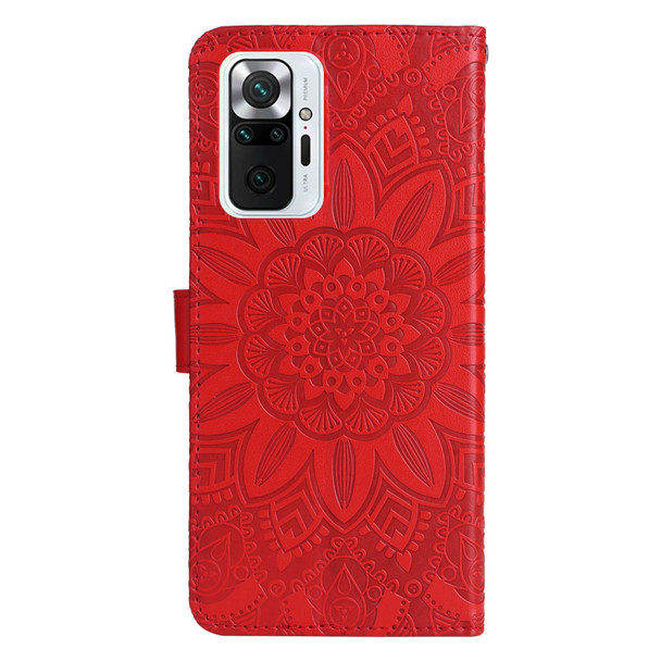 Xiaomi Redmi Note 10 Pro / Note 10 Pro Max Embossed Sunflower Leather Phone Case(Red)